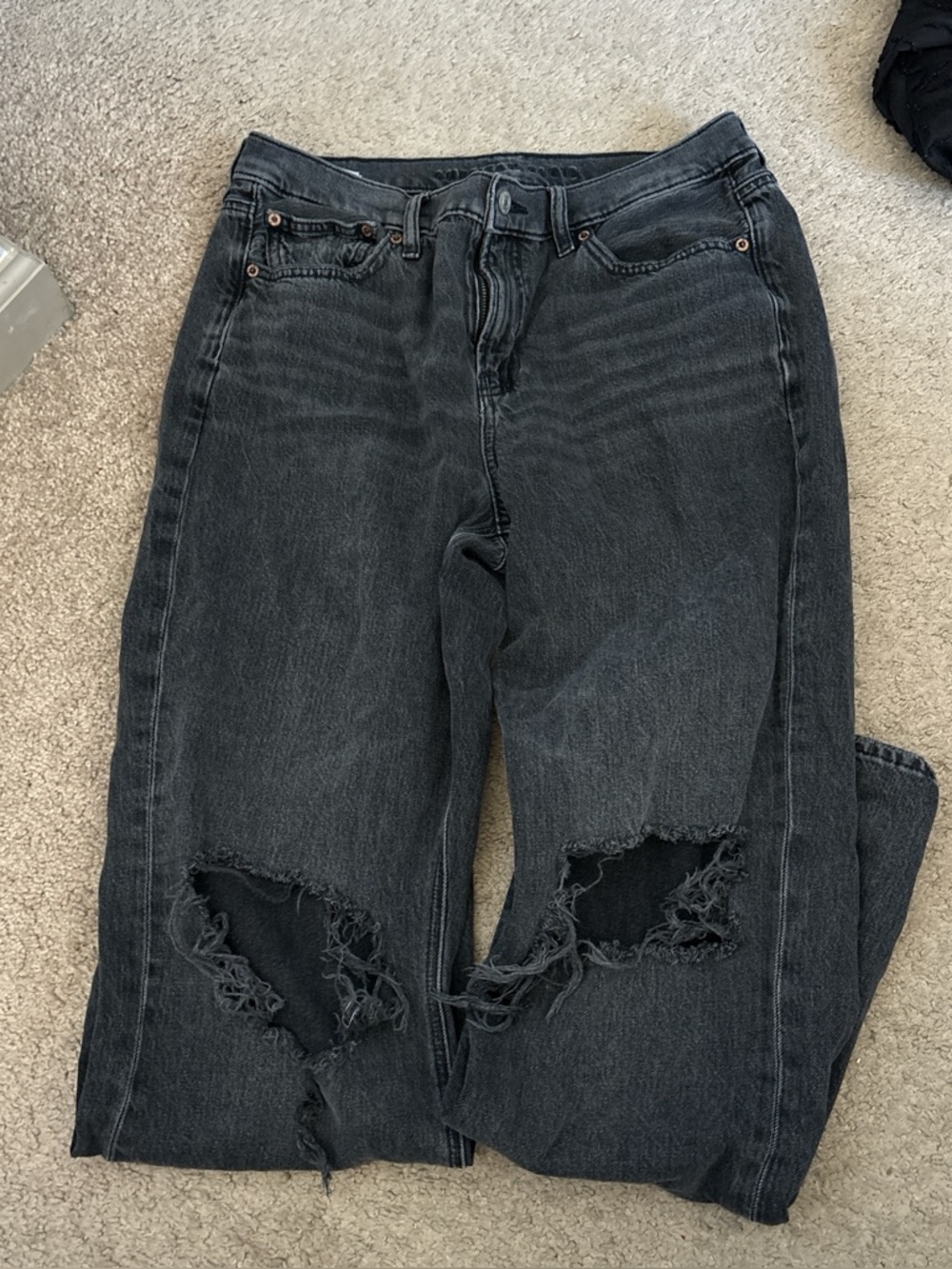 Washed Black Distressed High-Waist Jeans